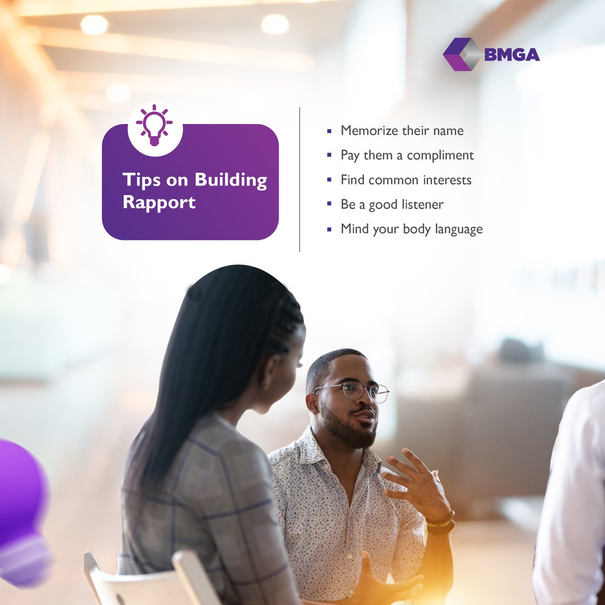 bmgaenterprise's tweet photo. Trying to develop an astounding relationship with that prospective client?

Here are five top tips you should arm yourself with.

#BMGA #OnlineLearning #FutureofWork #ProfessionalCourses #Innovate #Innovation #Educational #Skills #HigherEducation #AdultLearning #Leadership https://t.co/wWq4CXehyZ