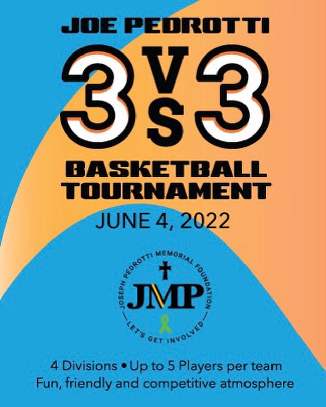 JMPfoundation's tweet photo. Registration for the 1st Annual Joe Pedrotti 3v3 Basketball Tournament is now OFFICIALLY OPEN!!!

https://t.co/stkeSxLgPp

Get your teams together and get signed up!  We hope to see as many of you as we can so spread the word!

See you on June 4th! https://t.co/fibimIKZMK