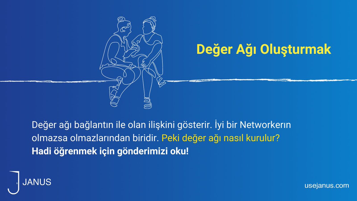 UseJanus's tweet photo. Değer ağı nasıl kurulur?🤔
Değer ağı kurmak temelinde çok basittir. Bağlantına hatırladığın�� hissettirmek, onun özel günlerini kutlamak, halini hatırını sormak gibi yöntemleri içerir.
#Janus #Networking #NetworkingTips #B2B #Meeting #janus #SayHi #BetterTogether #NetworkingEvent https://t.co/UvEtEbXbGZ