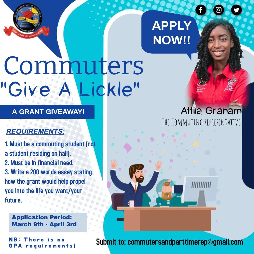 wjcguildnetwork's tweet photo. The “Give A Lickle” grant, through the Commuters Representative, is here to stop a gap and push you closer to the goals you want to achieve.
Apply today at commutersandparttimerep@gmail.com so we can give you a lickle❗️ https://t.co/kzm34avljI