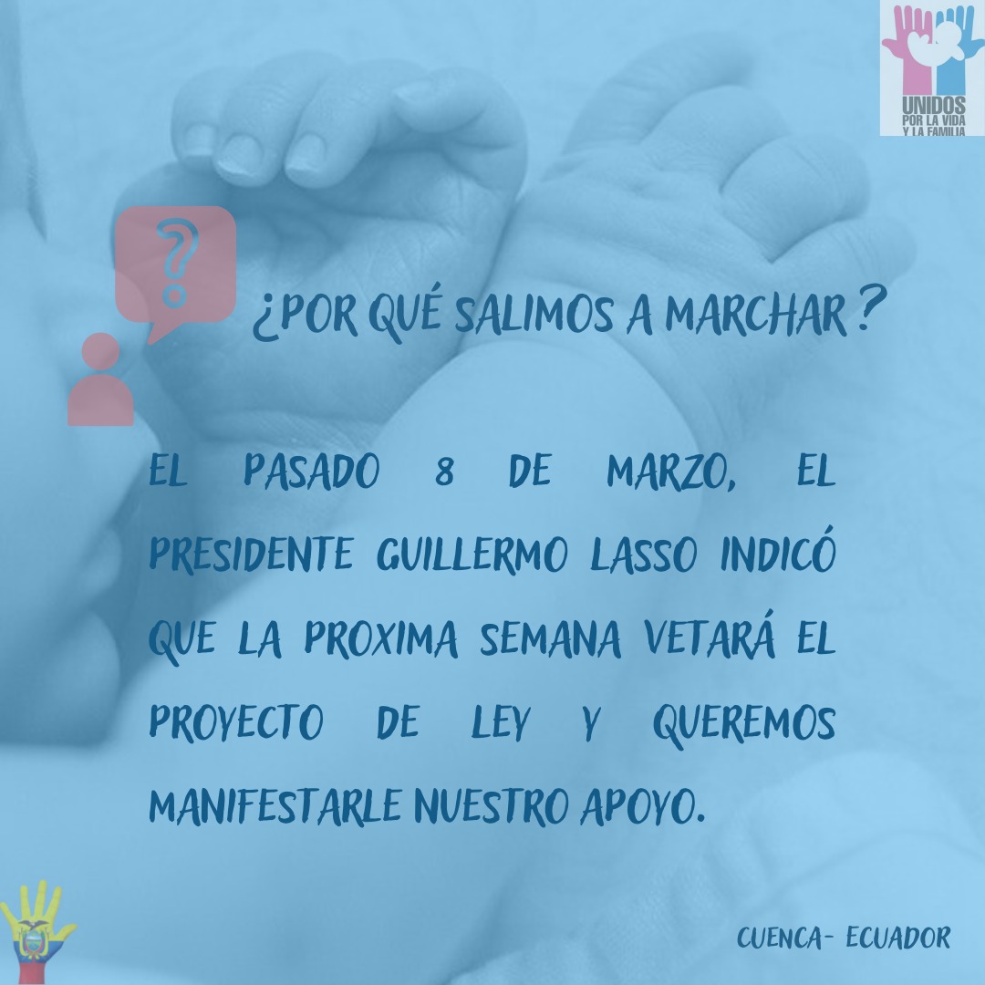 PROVIDA19's tweet photo. Mañana, CUENCA!!! 9H30AM parque de San Blas!!! Tenemos una cita respaldando la VIDA, LA FAMILIA, LA CONSTITUCIÓN!!! @LassoGuillermo le apoyamos en el #VetoProvida LA VIDA DE DEFIENDE NO SE DEBATE https://t.co/am9cHKa3aj