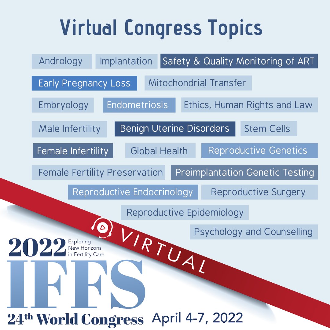 IFFSVirtual2022's tweet photo. One congress, several topics on Fertility Care.
See you at the #IFFS global scientific meeting with keynote speakers from all over the world! https://t.co/HVgDnVmyVG
#IFFSWorldCongress #24thWorldIFFSCongress #reproductivehealth #ART #embryology #fertility #endocrinology #genetics https://t.co/lVROBrDhGh