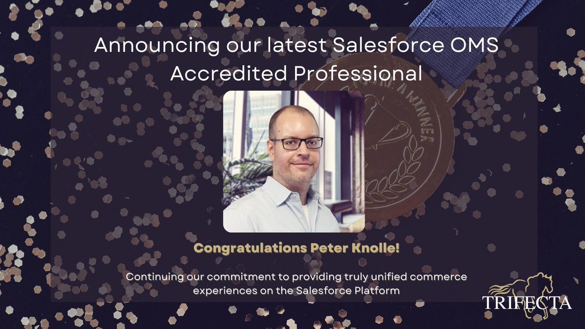 Trifecta's tweet photo. Congrats @PeterKnolle (7x @Salesforce $MVP &amp; Hall of Famer), our latest #OMS Accredited professional! #Trifecta's #commerce experts continue to expand capabilities to deliver a unified commerce experience within the #Salesforce platform. #salesforcepartner #unifiedcommerce https://t.co/nUBsdXJmyK