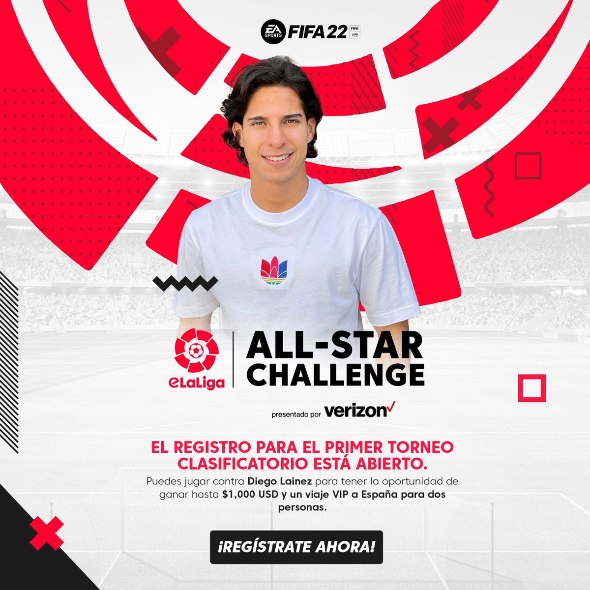 ¿Crees que puedes vencerme en @EASPORTSFIFA? Apúntate al eLaLiga All-Star Challenge presentado por @Verizon para conseguir jugar conmigo, ganar hasta $1,000, y un viaje a España. ¡Inscríbete ahora! @LaLiga #LaLigaAmerica #LaLigaJuegaConVerizon 🎮: bit.ly/LainezGaming