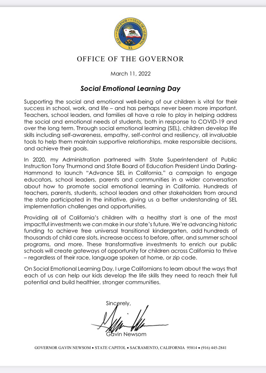 SEL4CA (@sel4ca) on Twitter photo THIS! Thank you <a href="/GavinNewsom/">Gavin Newsom</a> <a href="/TonyThurmond/">Tony Thurmond</a> and <a href="/LDH_ed/">Linda Darling-Hammond</a> for making SEL a priority in California schools! #SELday THIS! Thank you <a href="/GavinNewsom/">Gavin Newsom</a> <a href="/TonyThurmond/">Tony Thurmond</a> and <a href="/LDH_ed/">Linda Darling-Hammond</a> for making SEL a priority in California schools! #SELday