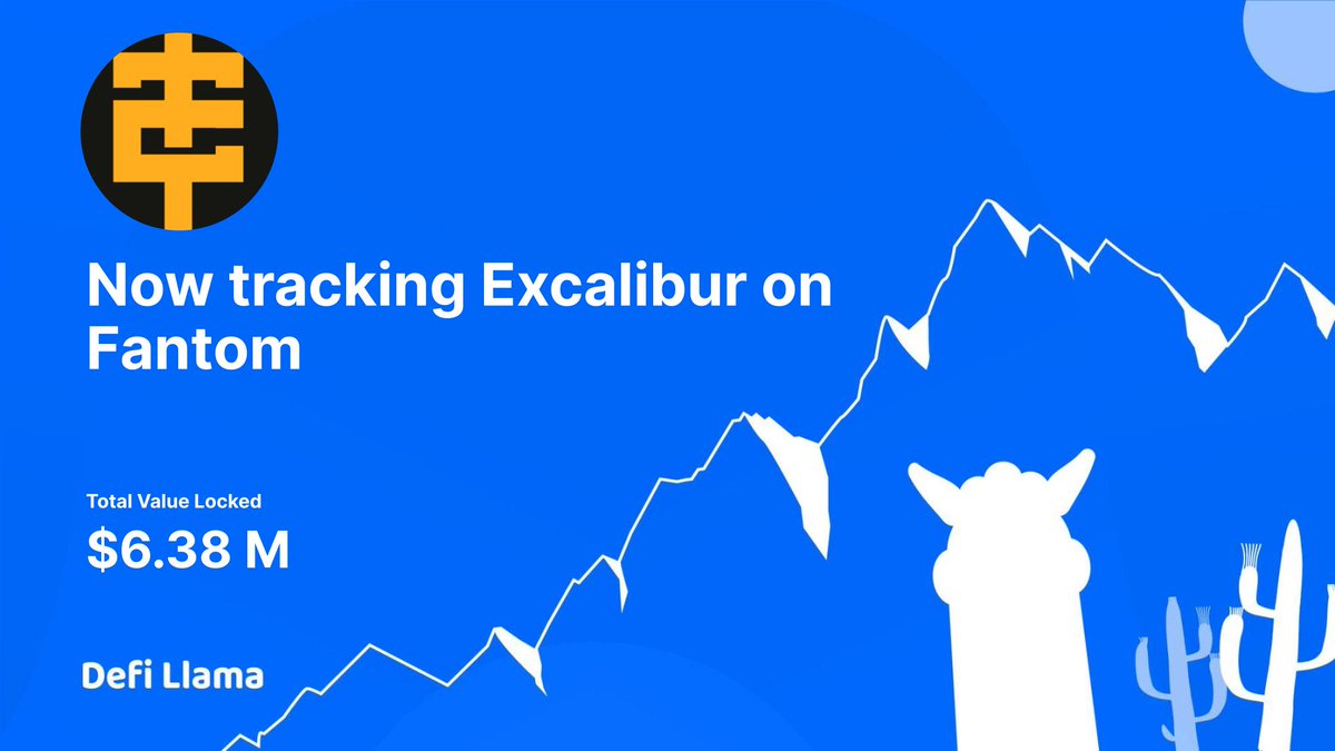 DefiLlama's tweet photo. Now tracking @ExcaliburDeFi on @FantomFDN 

Excalibur is a highly flexible and ecosystem-oriented Fantom AMM providing fee mining, swap referrals and customizable fees.

https://t.co/PWXIwhG41n https://t.co/vCEefVY2AX