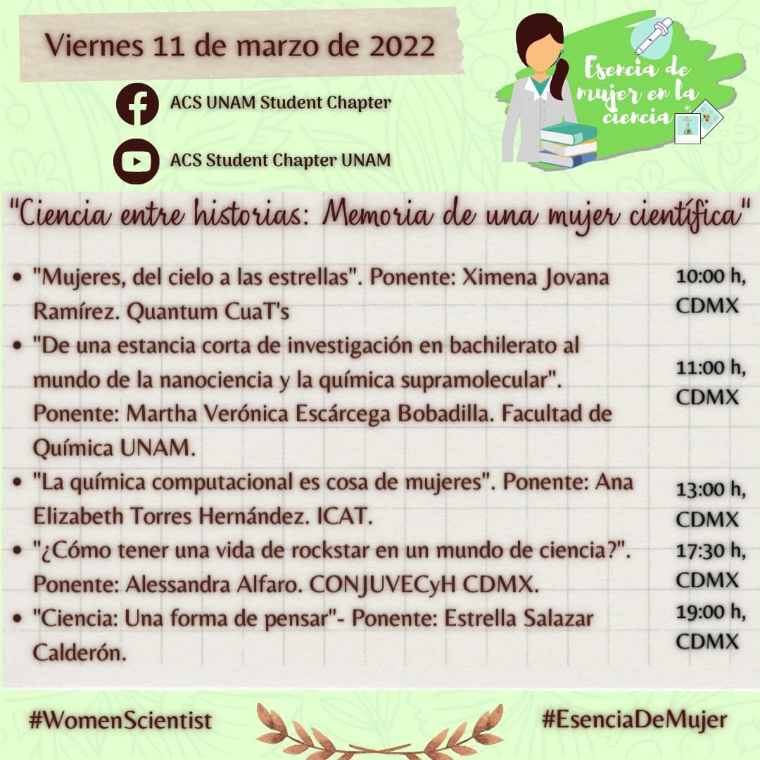 No te pierdas el último día de "Esencia de Mujer en la Ciencia" 🧪👩‍🔬
¡Síguenos en facebook live!
#WomenScientist #EsenciaDeMujer