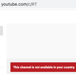 dancohen3000's tweet photo. Today, YouTube extended its ban on RT to the entire world.

The US government and Silicon Valley are a global censorship machine, dedicated to creating war propaganda, stamping out dissent and erasing memory. https://t.co/poLnG5eler