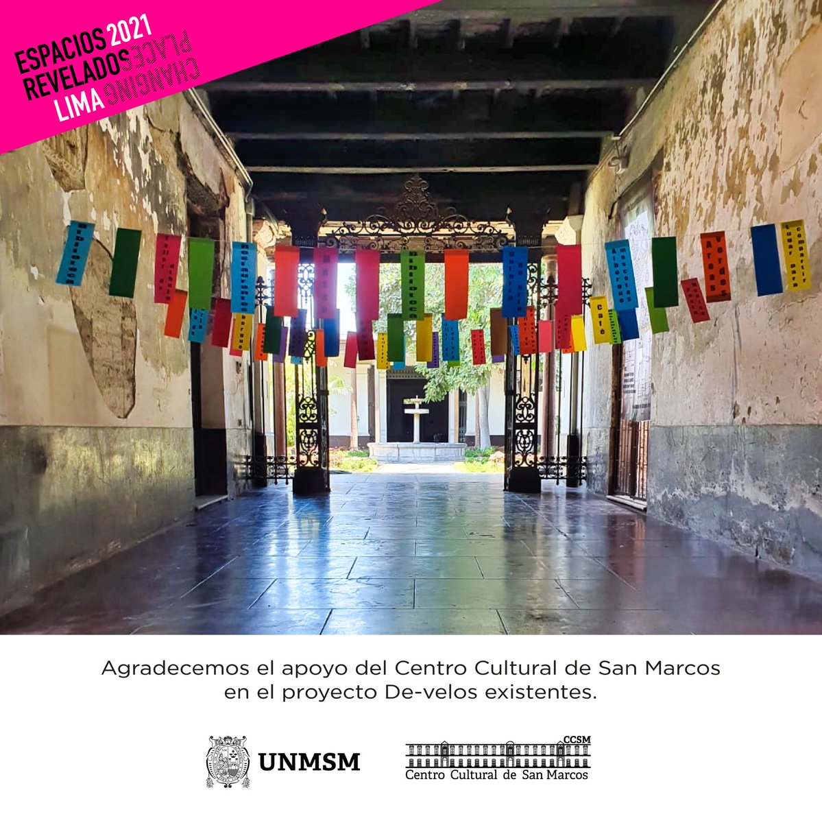 EspaciosRevLima's tweet photo. Agradecemos el apoyo de @CCulturalUNMSM y los invitamos a conocer este proyecto este fin de semana en nuestra última ruta de #EspaciosReveladosLima https://t.co/NAgcVGOFg8