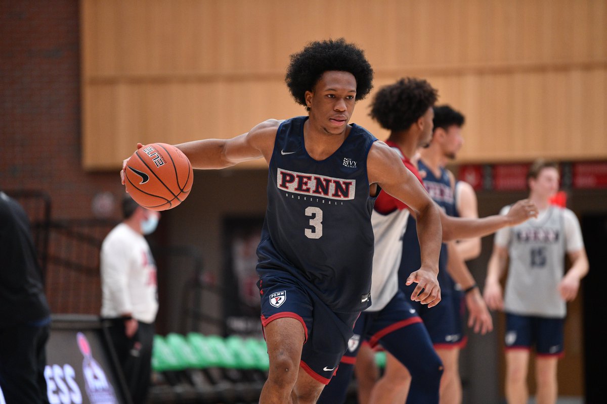 IvyLeague's tweet photo. QUAKERS IN THE HOUSE.

@PennMBB was the final team to address the media prior to its open shootaround this afternoon. The Quakers play Yale tomorrow at 2:00pm in the second men's semifinal.🌿🏀

@TIAA | #IvyMadness https://t.co/g8J7e7O3je