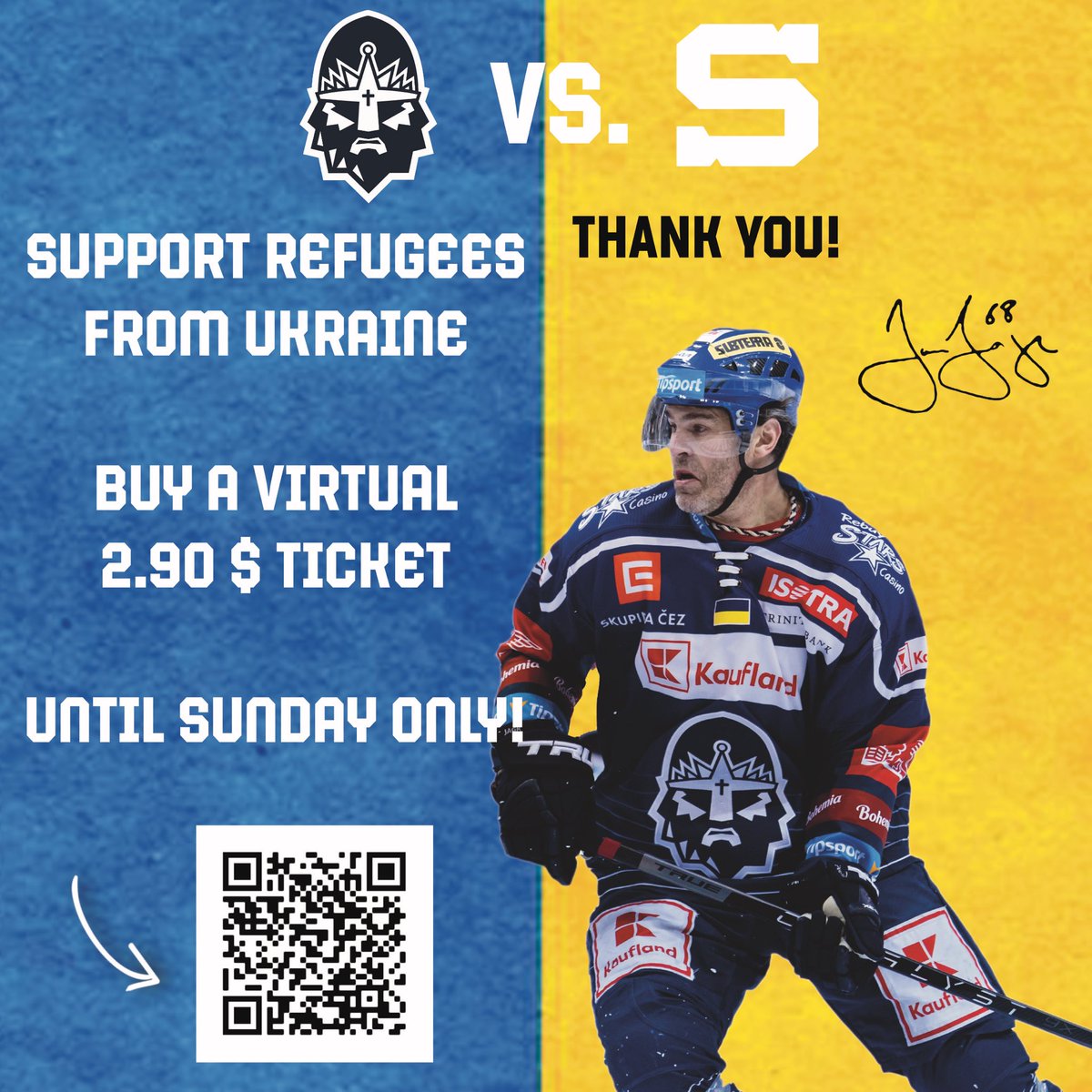 Hockey fans ,I’m asking you for help to help refugees from Ukraine. We have till sunday to buy virtual ticket 2.90$.So far you bought it 3800, but I believe we can do better than that. Thanks
