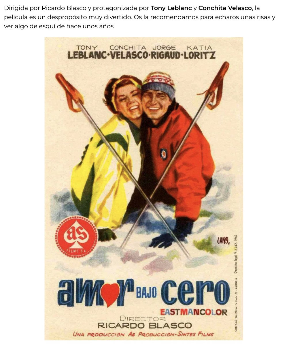 Capítulo 06x19 en este programa también hablamos de una película sobre esquí. Pero una película muy original y divertida.
Primero por ser española, segundo por estar rodada en La Molina... y tercero por su canción: Amor bajo cero.