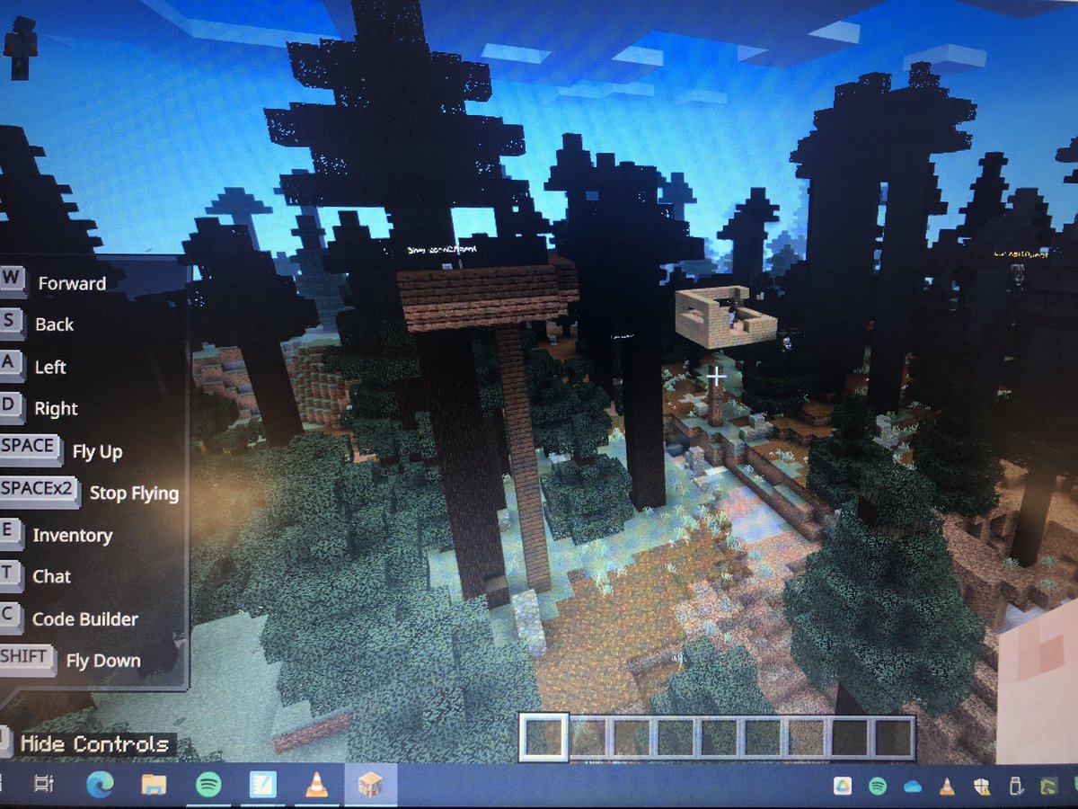 HarrisfieldGr8's tweet photo. Finally had some time to work on a #MinecraftEE monthly build. We planned out some treehouse designs and built them in game. Student convos were amazing to listen to. @Harrisfield1 #TVDSB https://t.co/hc7Y7zlXuh