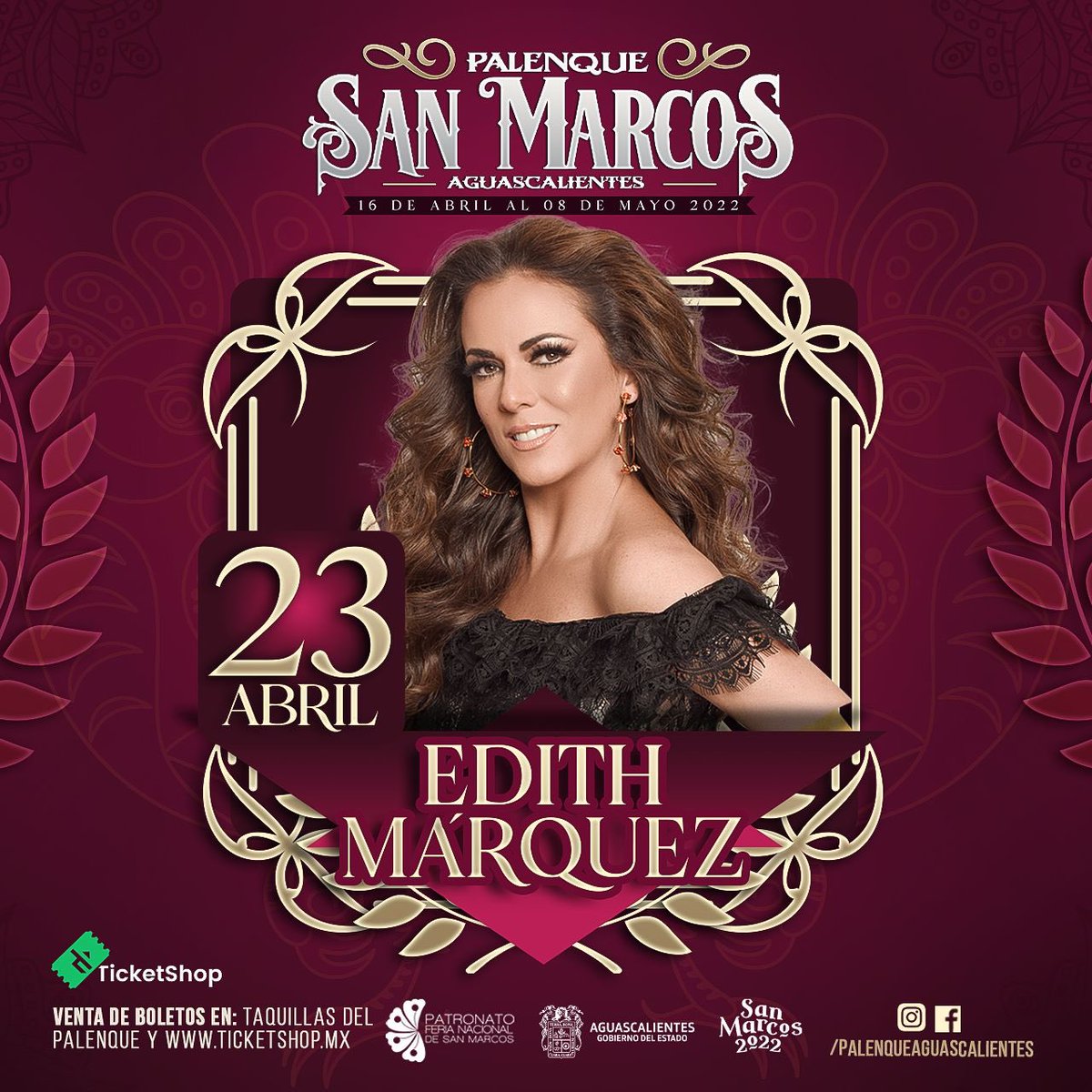 EdithMarquezL's tweet photo. ¡AGUASCALIENTES! 😍😍 Qué maravilla estar con ustedes este 23 de abril y qué mejor que en el Palenque de la Feria de San Marcos ❤️ Ufff eso será una gran bohemia. Los espero!!!!!! https://t.co/PzPobVPy3Z