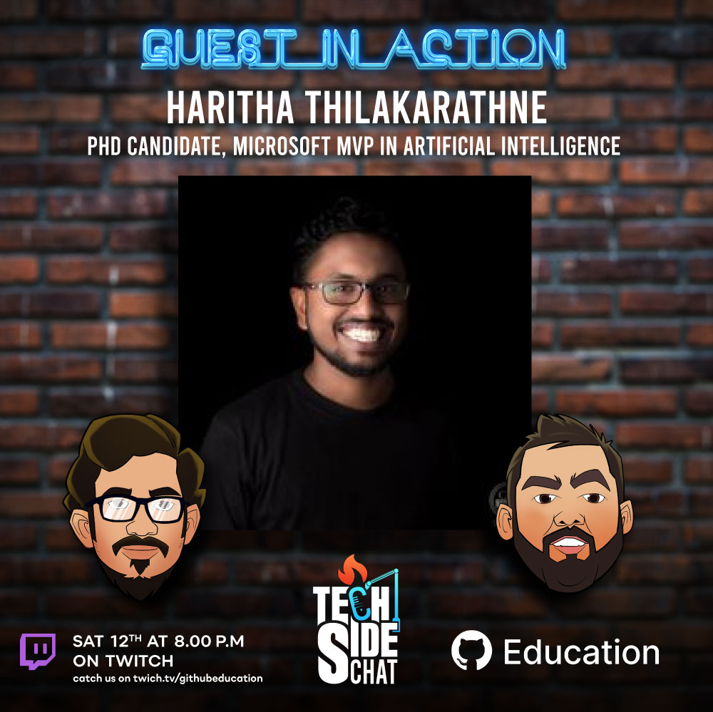 TechSideChat's tweet photo. Hey folks, We got Haritha Thilakarathne who is a 
 Microsoft MVP in Artificial Intelligence. He is a PhD candidate who is reading for his PhD on deep learning 
So, come join us on https://t.co/TpFupen4xp this Saturday (12th of March) at 8 PM. #TechSideChat https://t.co/kRZ4q4lxwT