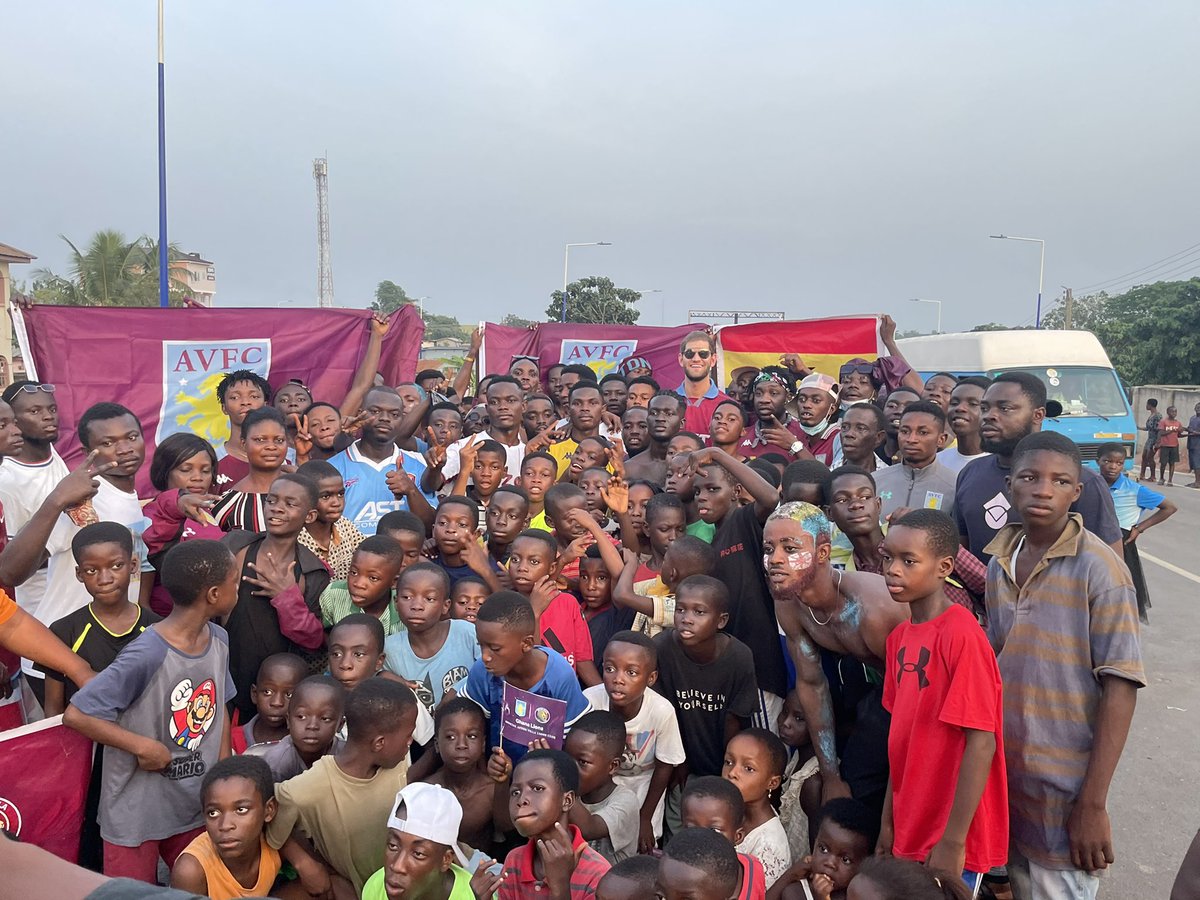 NathanDawe's tweet photo. Thank you for looking after us all week @AvfcGhana the best experience of my life.

The most selfless &amp; humble people I have ever had the privilege of meeting. Genuine die-hard villa fans. 

They dream of visiting Villa Park. I’m thinking of ways to make this happen. #avfc 🇬🇭🦁 https://t.co/n0bnBe0OJS