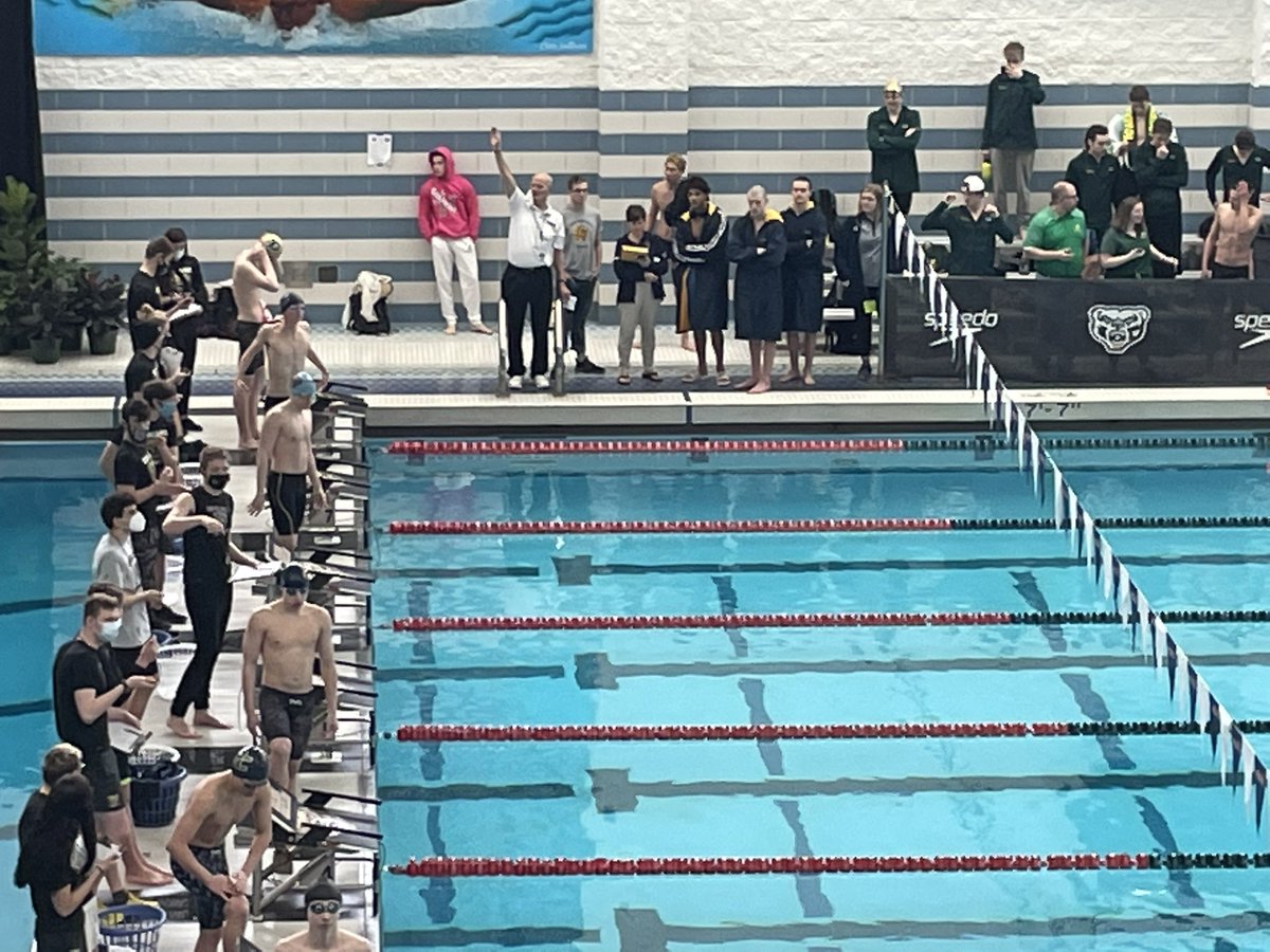 Our boys state swim team swam a great medley. Now Ben Conroy is hitting the water for one of his two individual events today. <a href="/CHSMarauder/">Carlson High School</a>