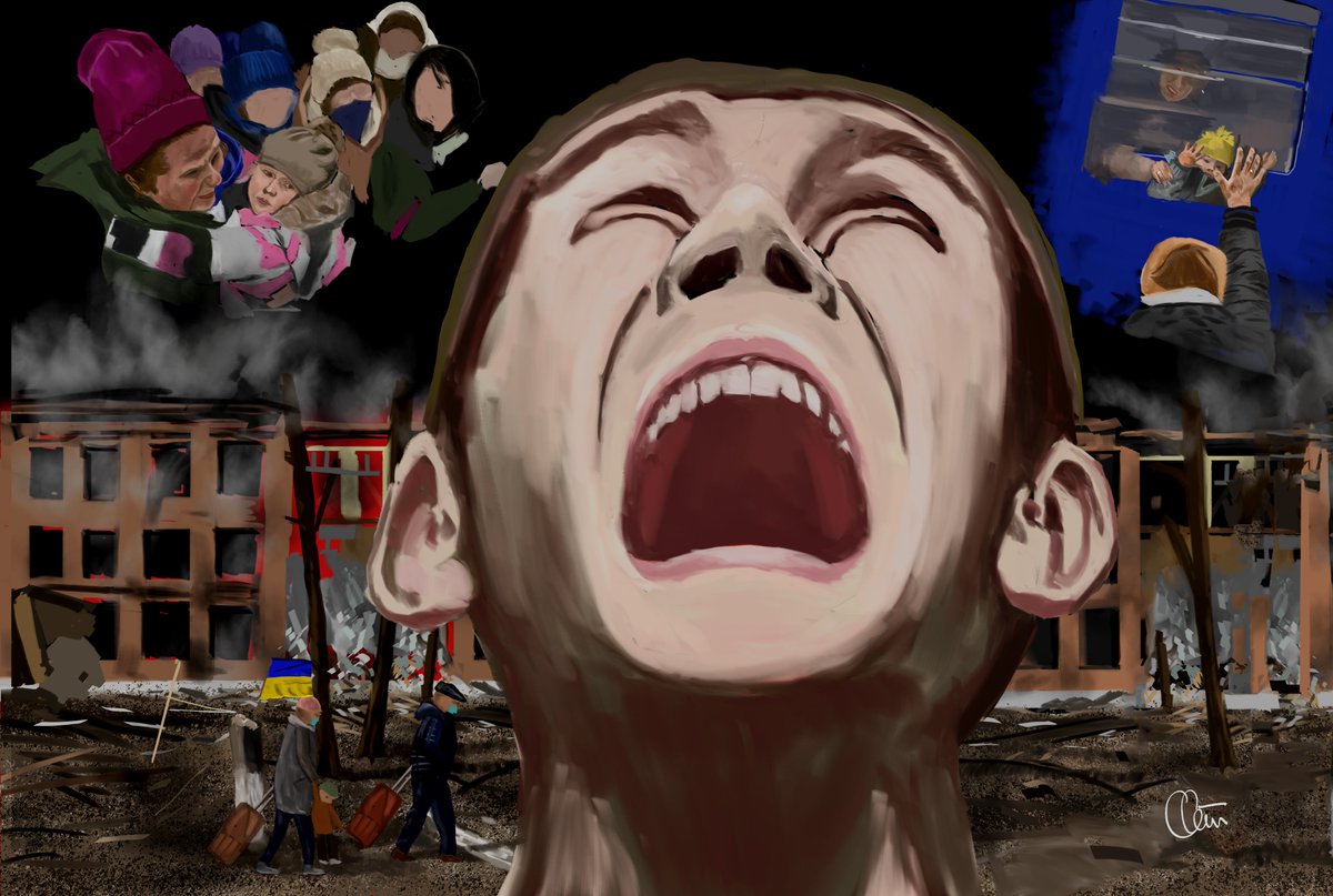 ClaudeCere's tweet photo. Touché par la guerre en Ukraine. Voici mon ressenti dans un dessin fait récemment.
#StopPutinNOW #StandWithUkraine #StopWar #PutinWarCriminal #digitalart https://t.co/qgEuqpAgVz