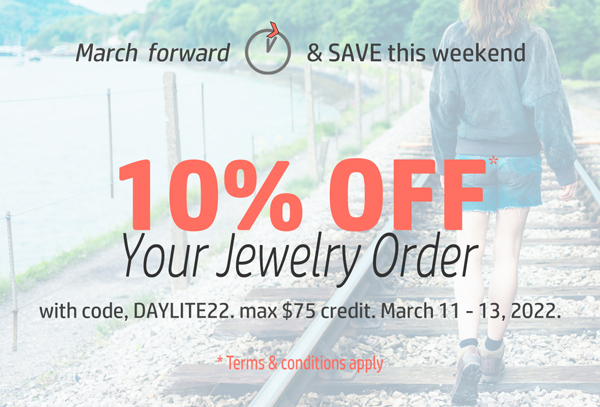 This March Weekend Sale is ON! Save up to $75 off now through March 13, 2022. 

Remember to move your clocks forward 1 hour this Saturday night!

Terms & conditions apply >> ow.ly/GHkU50Ihra3

#weekendsale #jewelrysale #goldsale