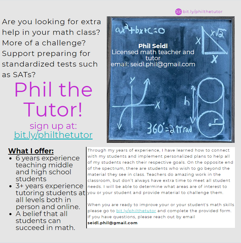 ThatPhilKid1's tweet photo. Hey Everyone! As we continue in the spring semester, now could be a great time to get some extra support for the student in your life! I provide 1 on 1 academic support for middle and high school students. 
Please reach out with any questions. Thank you to anyone who shares this! https://t.co/8jPlIvcrCy