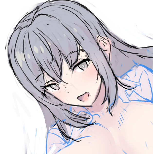 そろそろ線画に行きたいけど、ここは抑えてもう少し曖昧な線を調整する。 