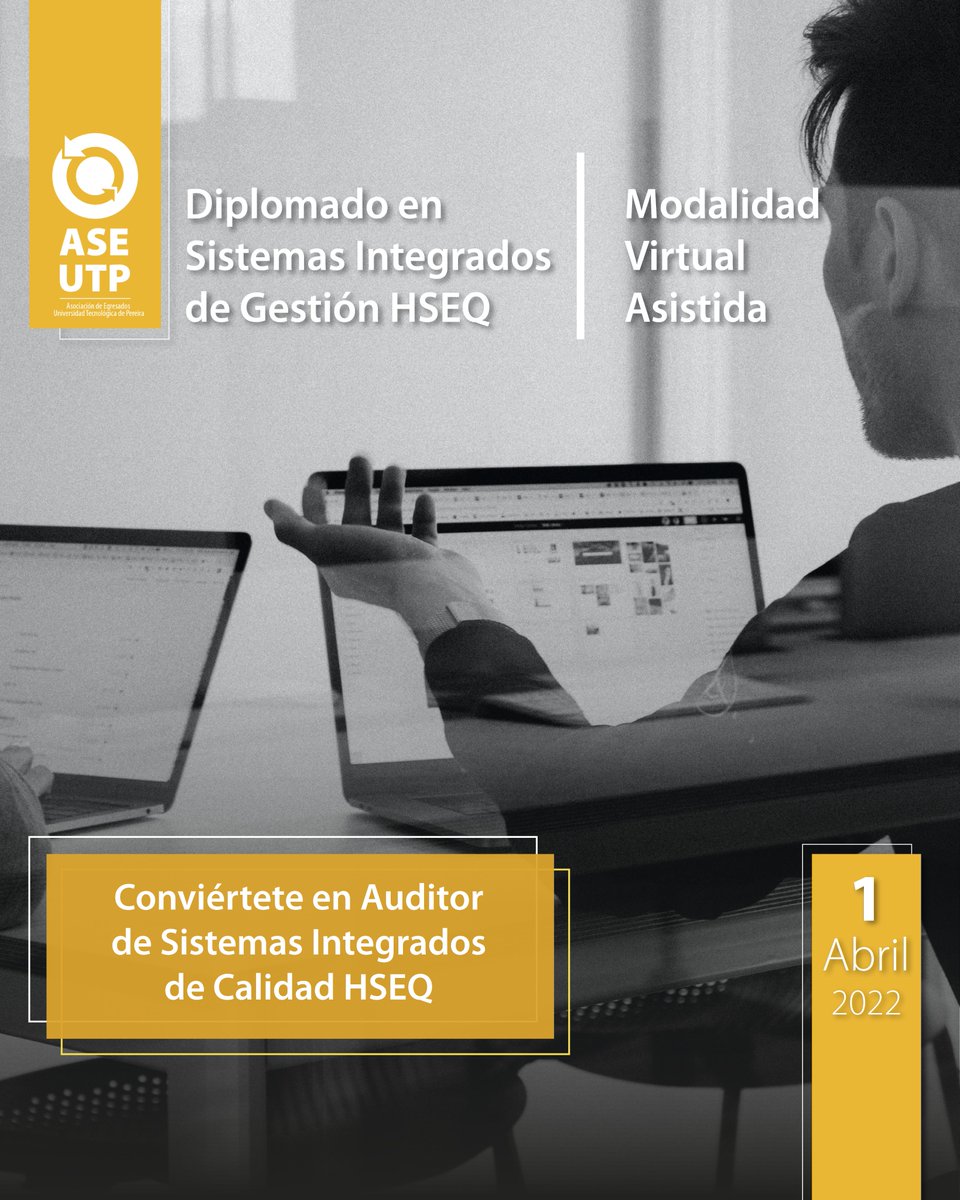 UTPereira's tweet photo. Falta poco para iniciar ⏳
Muy pronto daremos inicio al Diplomado HSEQ en modalidad virtual asistida
¿Qué esperas para inscribirte? Aún nos quedan algunos cupos.
Para más información
📲 321 642 3542
📩 aseutp@utp.edu.co
#aseutp #utp #egresados #diplomado #educacioncontinua https://t.co/hVUeOtSMd5