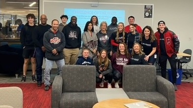 Braswell_IAS's tweet photo. It was an amazing day hearing Mr. Gomez speak his testimony to the group! Look  👀 at those extra adults! We were so excited to see you all! 😀 Have a great spring break BENGALS!! https://t.co/r3Ku4yTaku