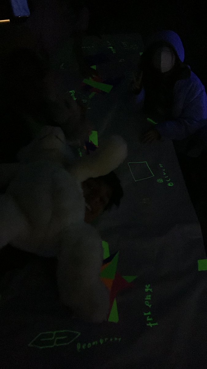 MLBrowning73's tweet photo. Friday black light math never gets old-today it’s a geometry preassessment using shape graffiti @NISDElemMath #RootedColoniesNorth @nisdcne https://t.co/MrlloLjn0g