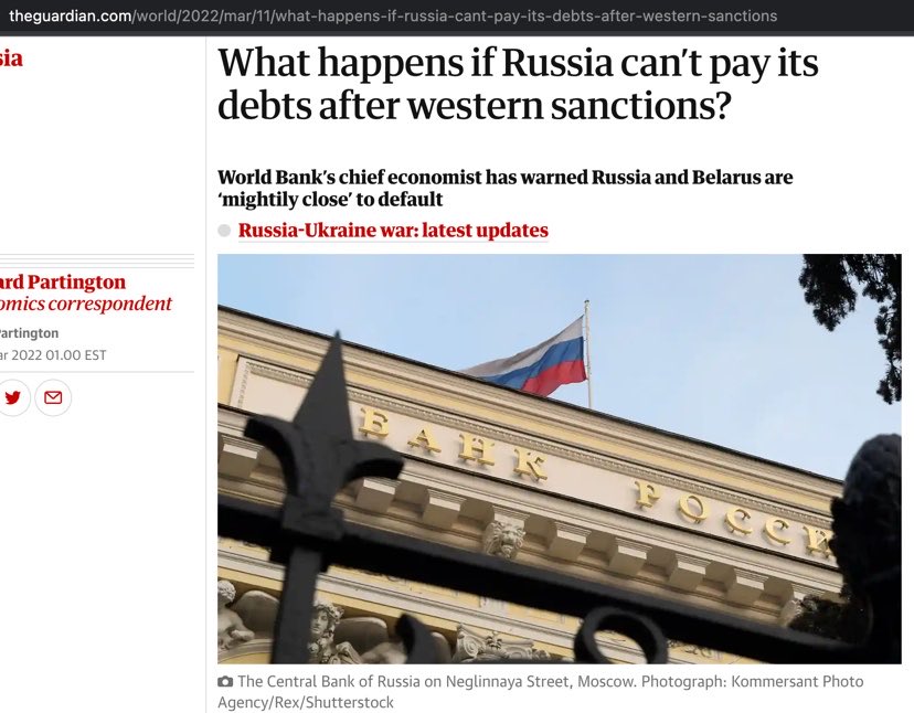 ThuanCapital's tweet photo. Nga 🇷🇺, Belarus 🇧🇾 nguy cơ vỡ nợ. 

Kỳ hạn Nga phải trả 2 khoản lãi trong vòng 5 tuần - World Bank’s Reinhart told Reuters https://t.co/H0k12Em283