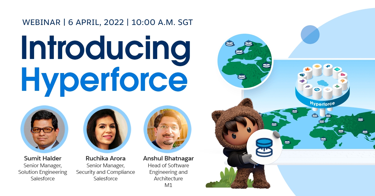 ashisharms2's tweet image. The next generation of Salesforce's infrastructure, Hyperforce, has arrived in Singapore.

Join us Wednesday, April 6th, at 10am SGT to learn  how Hyperforce can accelerate your digital transformation journey.