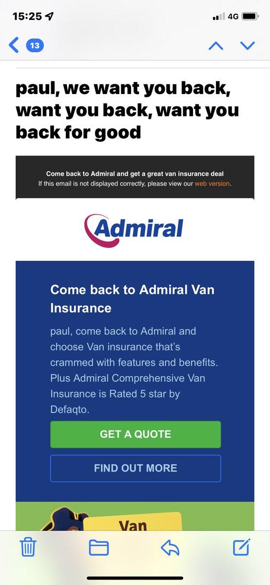 carpenterpaul's tweet photo. Why on earth would I want to come back to you after you didn’t pay out after my van was stolen 2 days before Christmas @AdmiralUK https://t.co/hXACyl9Aui