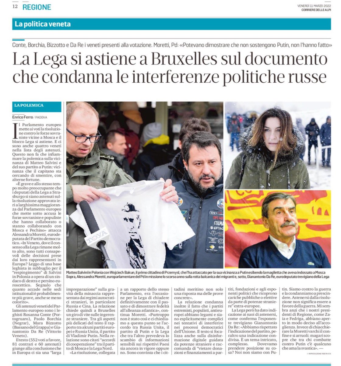 ale_moretti's tweet photo. La Lega di Salvini non si smentisce mai: si astiene sulla risoluzione del Parlamento europeo che condanna le ingerenze russe sulla politica occidentale. Un’altra occasione sprecata. @eurodeputatipd @pdnetwork @mattinodipadova https://t.co/cnsMnsG6Cp