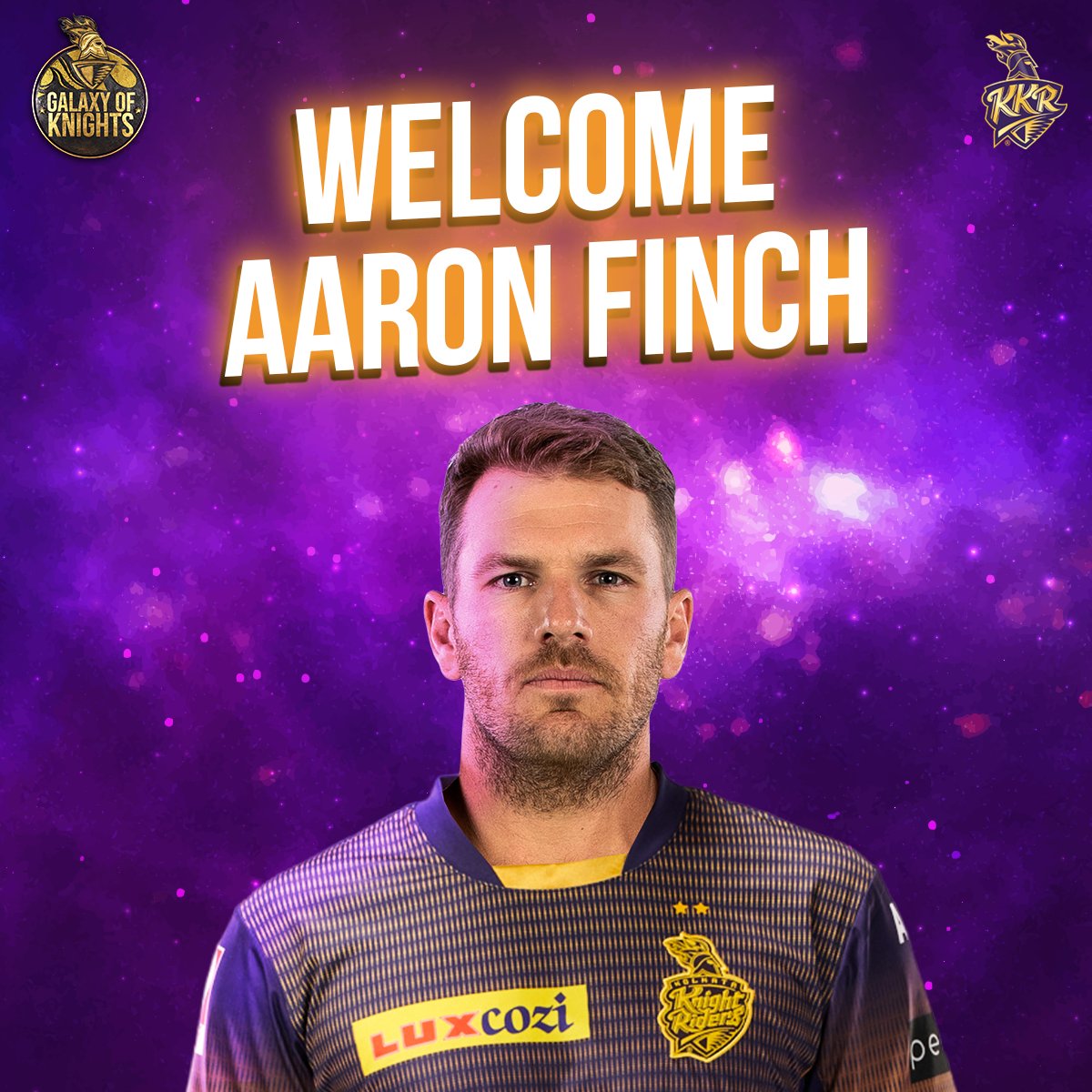 KKRiders's tweet photo. 🚨 Aaron Finch joins KKR as a replacement for Alex Hales. 

Welcome to the #GalaxyOfKnights, @AaronFinch5! 💜

#KKR #KKRHaiTaiyaar #IPL2022 https://t.co/3HnSyKogV2