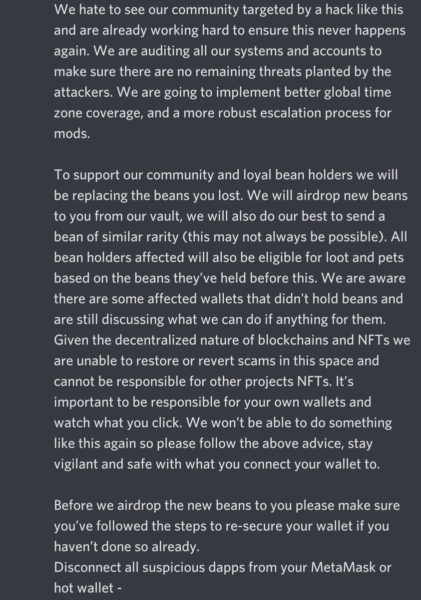 Beans_Holder's tweet photo. @PlaysideStudios / @BEANS_nfts has handled this week's situation extremely well. Make sure to go on to their discord and revoke access to the scam contract if you have not done so. If you never connected your wallet you are more than likely safe. You can still check to be safe. https://t.co/QD3mcymFT1