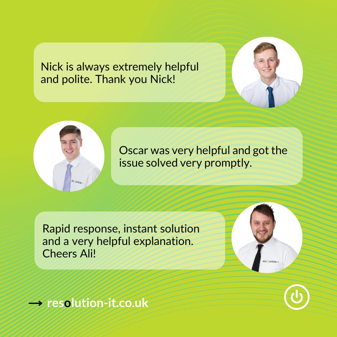 resolutionitgsy's tweet image. Lovely feedback for the team this week. Nice work Nick, Oscar and Ali! It&apos;s been a really busy week here at Resolution IT, and the team have been working even harder than usual to get issues resolved as quickly as they can. Great work everyone! 

#Goldfeedback #ResolutionIT
