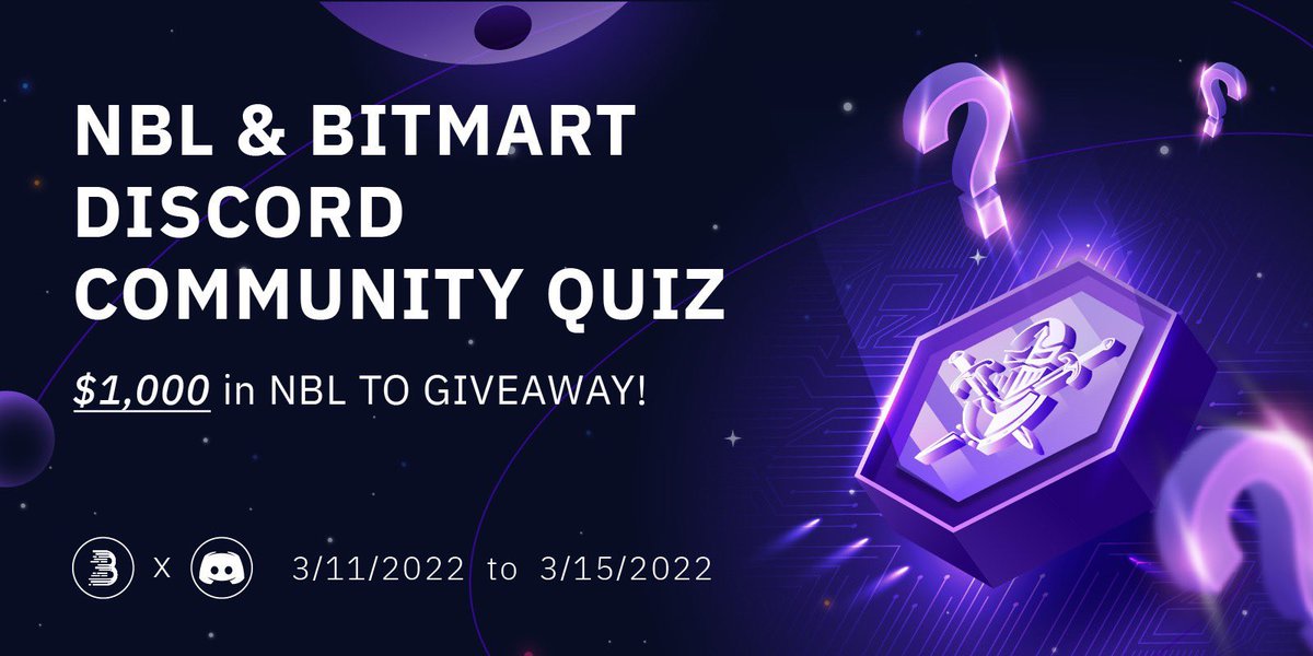 BitMart (@bitmartexchange) on Twitter photo 📢Before we unveil the event👇🏻
🔥Join <a href="/nobilitytoken/">Nobilitytoken</a> & #BitMart Discord Community Quiz
Test your knowledge on Discord
💯Score full marks here: forms.gle/Lo9vuzAHzLxvz1…
🎁Share all your answers on Discord to win an extra prize: discord.gg/9fR63RgzYv
Live Quiz time: 3/14 12pmEST 📢Before we unveil the event👇🏻
🔥Join <a href="/nobilitytoken/">Nobilitytoken</a> & #BitMart Discord Community Quiz
Test your knowledge on Discord
💯Score full marks here: forms.gle/Lo9vuzAHzLxvz1…
🎁Share all your answers on Discord to win an extra prize: discord.gg/9fR63RgzYv
Live Quiz time: 3/14 12pmEST