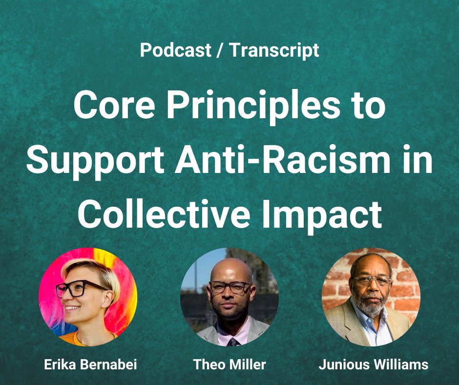 CIForumTweets's tweet photo. Dive into our new podcast episode as @JuniousWilliams talks with @ErikaBEquity and Theo Miller (Equity and Results) as they explore core principles that can help guide collective impact initiatives that want to go deeper into racial equity work. https://t.co/WYBLrvq3Q4 https://t.co/Zyl5twx10b