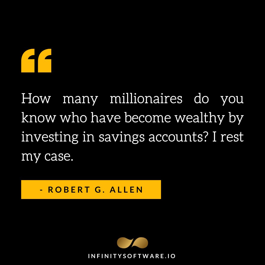 InfinityCrypto1's tweet image. Actively grow your wealth by putting your hard-earned cash into various investments. That is how the rich get richer. Capital is meant to be used to generate more capital, not to sleep in our bank accounts and lose value due to inflation.

#crypto #investing #InspirationalQuotes