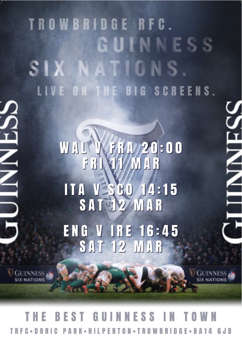 Trowbridge RFC (@trowbridgerugby) on Twitter photo 🗞 𝚃𝚎𝚊𝚖 𝙽𝚎𝚠𝚜 🗞
🔵 1st XV home 🆚 Witney RFC - 3pm KO
🟡 2nd XV away 🆚 Warminster RFC - 2:30pm KO
🔵 3rd XV home 🆚 Amesbury RFC - 2:30pm KO
Plus all of the #GuinnessSixNations action live on the big screens 🖥
<a href="/swsportsnews/">South West Sports News</a> | #trowbridge #rugby 🗞 𝚃𝚎𝚊𝚖 𝙽𝚎𝚠𝚜 🗞
🔵 1st XV home 🆚 Witney RFC - 3pm KO
🟡 2nd XV away 🆚 Warminster RFC - 2:30pm KO
🔵 3rd XV home 🆚 Amesbury RFC - 2:30pm KO
Plus all of the #GuinnessSixNations action live on the big screens 🖥
<a href="/swsportsnews/">South West Sports News</a> | #trowbridge #rugby