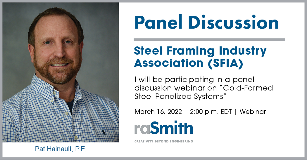 raSmithsocial's tweet image. Register today for the SFIA panel discussion webinar on CFS Panelized Systems. #raSmith’s Pat Hainault will be part of the discussion that will share an overview of a successful mid-rise project that utilized offsite panelized CFS wall construction &amp;amp; more. continuingeducation.bnpmedia.com/courses/steel-…