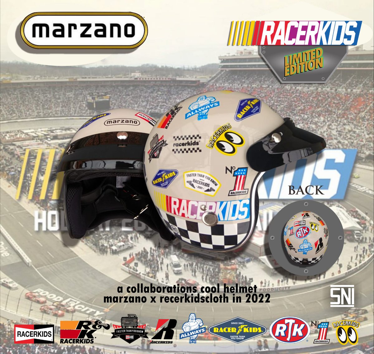 Available Now !! 

Racerkids x Marzano helmet 
Cool helmet collaboration 2022 .
 
Size  : M L XL XXL 

Contact order only wa 085351155151. 

*Check new catalog on instagram racerkidscloth .