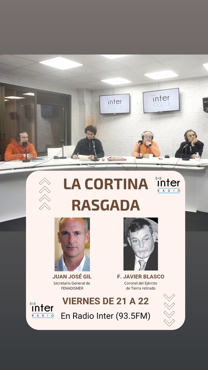 RadioInter_es's tweet photo. Hoy de 21:00 a 22:00h en #LaCortinaRasgada en #RadioInter con  Javier Rubio, Patxi Gómez y Jesus Monte 
Nos puedes seguir
https://t.co/EjD87ylafQ 
Puedes seguirnos en el 93.5 FM (Madrid), 918AM, ó en https://t.co/hgsJXDw2sd y app Radio Inter. https://t.co/a49U2g3qRS