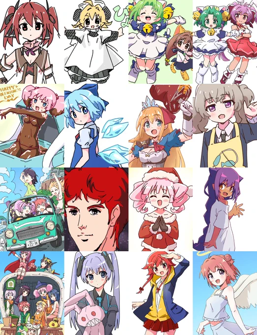 自分の投稿した画像を選んでこんな感じの1枚画像を作るウェブアプリを作ってる
いっぱい絵が並ぶと良い〜 