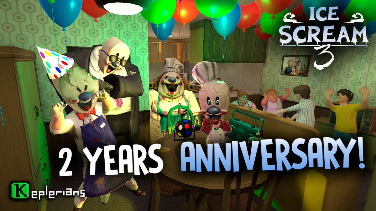 KepleriansTeam's tweet photo. 2 YEARS since the release of #IceScream3 ๐ฅณ
Did you enjoy the PARTY MOD gameplay we uploaded yesterday in our YouTube Channel? ๐ค For those who didn't watched it yet, here you have the link โก https://t.co/Uzp429s1MA
#Keplerians #HorrorGames #IceScream #IndieDev https://t.co/ZSoCxmwokq