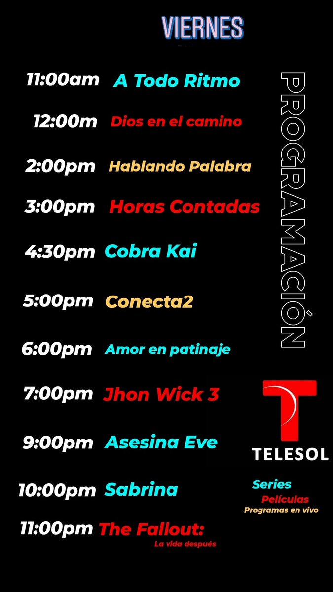 telesoltv's tweet photo. Viernes... #Programacion #Telesol #Cumana #tv https://t.co/zZOwgQnvby
