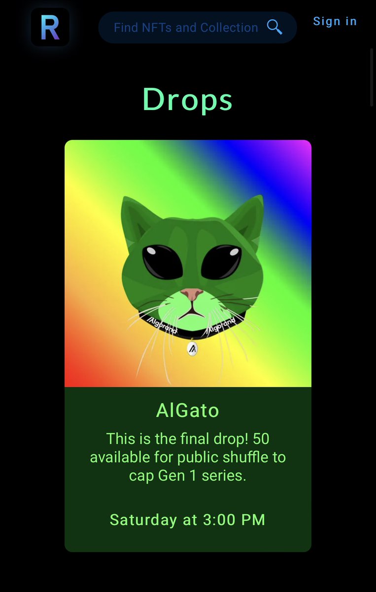 Drop announcement on <a href="/RandGallery/">Rand</a>? DOPE. 😎 

Get ready for our final Gen1 shuffle via instantshuffle.com! This Saturday, 3 PM *CST*! 🎉 

The time is LOCALIZED for you!

#algofam #AlgoNFT #ALGONFTs