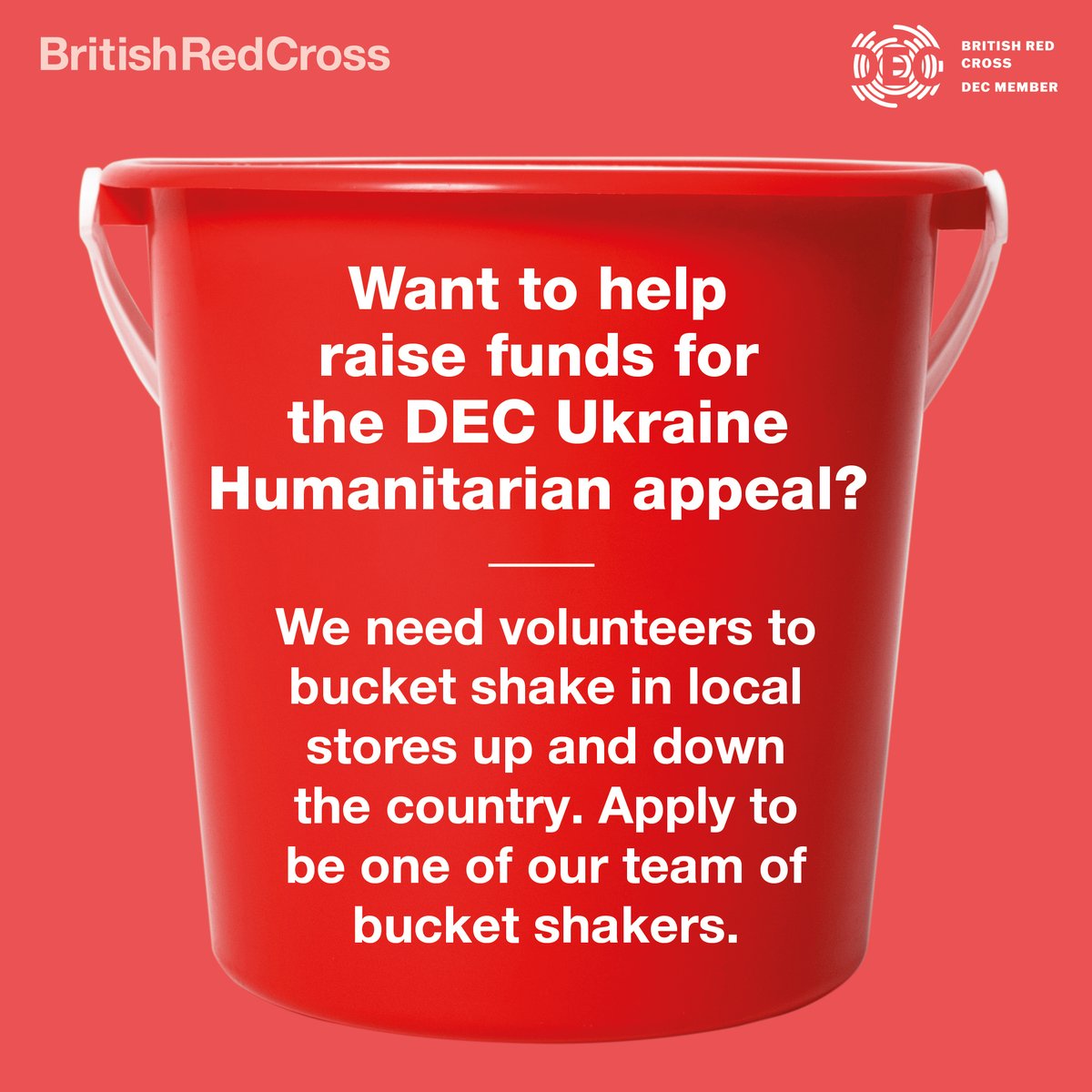 📢 Sign up to bucket shake for us!📢

Feeling helpless? You can make a real difference. We're looking for volunteers to bucket shake in local stores up and down the country, to help raise money for the DEC Ukraine Humanitarian Appeal.

Apply here:  bit.ly/BucketCollecti…