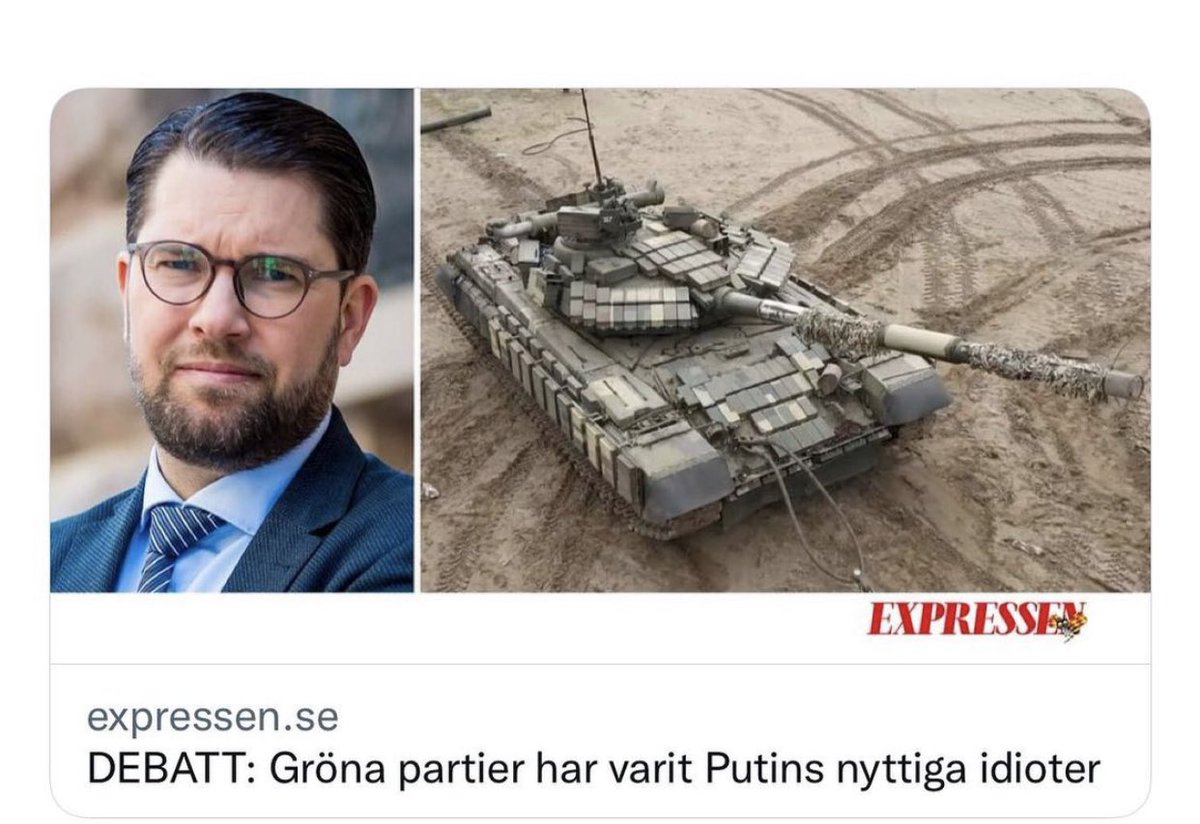 valtch's tweet photo. Killen som för tre veckor sedan inte kunde välja mellan Putin och Biden hävdar nu att GRÖNA partier springer Putins ärenden. Just de som från dag ett velat avskaffa beroendet av både olja, gas och uran från Ryssland (och från alla länder…). 

Sånt hyckleri att klockorna stannar https://t.co/rUmOrIgRee