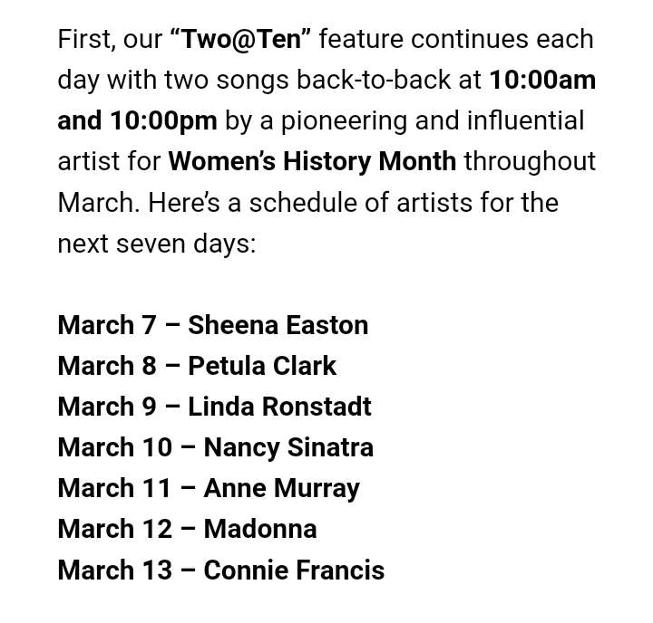 VenusInMomJeans's tweet photo. Saluting Great Artists for #WomensHistoryMonth #TwoAtTen on the radio at 10am and 10pm
@MeTVFM 87.7FM https://t.co/fBT7nll9Ay
Saluting #AnneMurray!!!
For 10am #MeTVFM played #JustAnotherWomanInLove and #ShadowsInTheMoonlight. I've loved Anne's voice and songs since the 1970s. https://t.co/vvVSxsfqwf