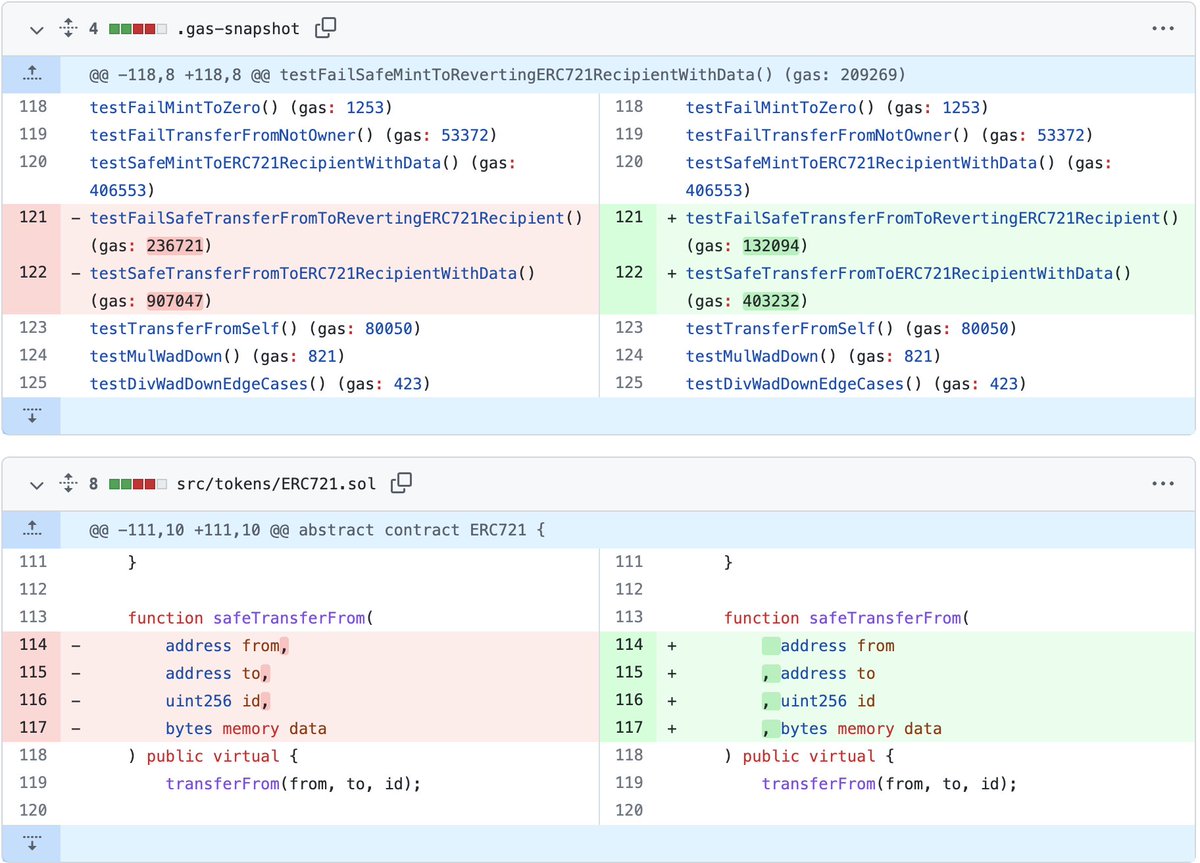 FrankieIsLost's tweet photo. Surprised by how few people seem to know that correctly placing commas in your function signatures saves huge amounts of gas. The compiler recognizes the superior aesthetics and rewards you by removing a bunch of extraneous opcodes. https://t.co/MqNt126suV